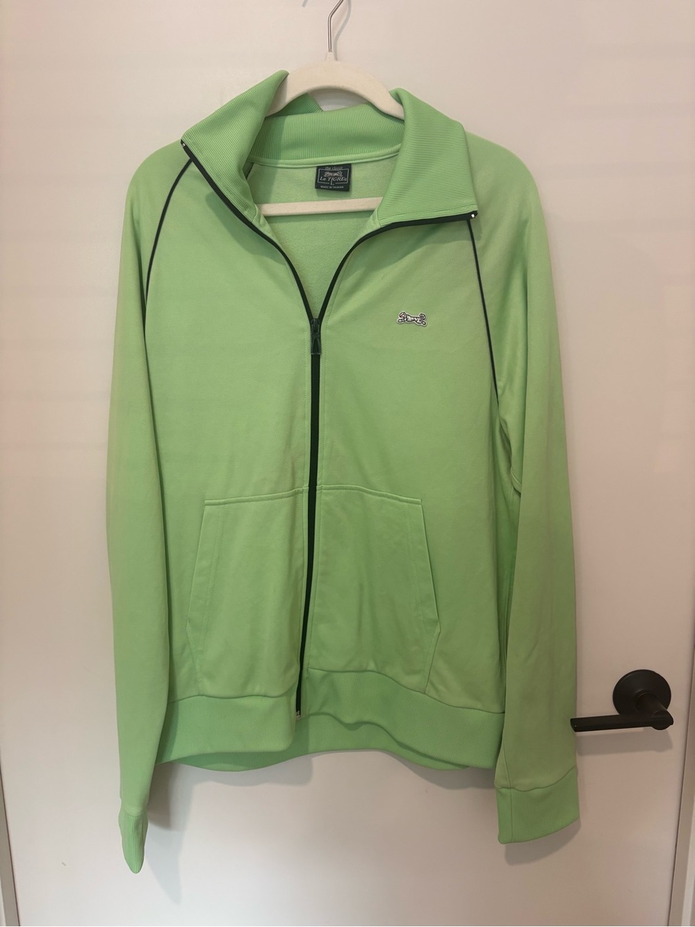Le Tigre Men's Neon Green Full Zip Lightweight Track Jacket Athletic Prep L